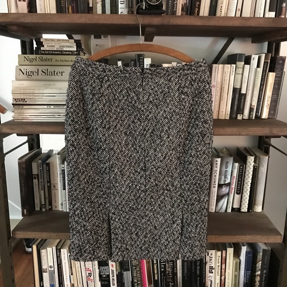 Pink Tartan Black and White Herringbone Wool Full Lined Pencil Skirt 10 Like New - Picture 10 of 16